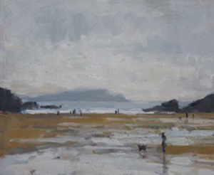 Dog walkers at Porth Beach